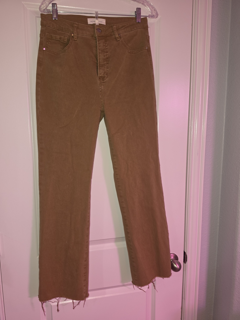 Risen- Brown High-Rise Straight Jeans